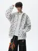 Sudadera con capucha estilo americano de calle con estampado de estrellas, unisex, colección de otoño, diseño de peso pesado, cárdigan con cremallera, corte holgado, prenda de abrigo de nicho