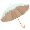 Paraguas de encaje de mango recto creativo y fresco con recubrimiento colorido, protección solar, doble uso para sol y lluvia, paraguas de regalo de alta estética en stock