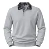 Sudadera Pulóver de Manga Larga para Hombre 2026 Otoño/Invierno Casual Moderna con Bloques de Color Estilo Costa Oeste y Cuello Polo para Hombre