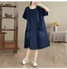 Vestido Vintage 2026 Verano Nuevo Estilo Talla Grande Adelgazante Longitud Media Delgado Vestido de Mezclilla