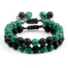 Pulsera de dos piezas de piedra volcánica cilíndrica de 8 mm con ojo de tigre de piedra natural para hombre, traje de pulsera de nuevo diseño transfronterizo de gran venta