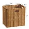 Cesta de Almacenamiento Rectangular con Esquina de Espacio Tejido de Mimbre Sintético para Hogar, Organizador de Cesta para Almacenamiento de Artículos Varios en el Borde Lateral Estrecho del Gabinete