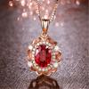 Collar con Colgante de Diamante con Forma de Huevo Chapado en Oro Rosa, Cadena para Clavícula, Colgante de Gema Sintética de Color, Colgante de Diamante Rojo de Celebridad