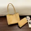 Nova Bolsa de Palha Tecida Estilo Coreano Retrô para Mulheres, Grande Capacidade, para o Trabalho, Compras, Bolsa de Ombro, Bolsa de Mão Grande Capacidade Mãe e Filho