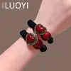 Diadema de moda con pedrería de corazón rojo para mujer, Cuerda versátil para coleta, Accesorio para moño estilo coreano, Nuevo accesorio para el cabello