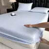 Juego de sábanas ajustables de algodón de fibra larga satinado 100S de alta gama y lujo ligero, funda de almohada individual, funda de colchón de algodón puro, juego de tres piezas