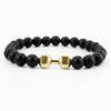 Pulsera de pareja nueva transfronteriza en blanco y negro, traje, pulsera con mancuerna de turquesa blanca, pulsera de cuentas de piedra volcánica turquesa al por mayor
