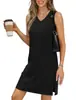 2026 Nuevo Vestido de Color Sólido sin Mangas de Cuello en V Estilo Europeo y Americano Vestido Chaleco Casual de Verano para el Trabajo Ropa Femenina Transfronteriza
