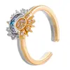 Anéis Abertos Empilháveis Sol e Lua Transfronteiriços, Novo Estilo Europeu e Americano Transfronteiriço Anéis Combinados com Incrustações de Diamantes Personalizados