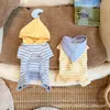 Ropa de otoño e invierno para perros de compañía, pijama con capucha de cuatro patas que cubre la barriga, cálido y con forro polar, adecuado para usar en interiores y puede usarse como correa para gatos