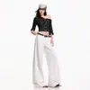 Pantalones Rectos de Cintura Alta Sueltos Retro Modernos Estilo Americano Versátiles Adelgazantes Primavera-Verano Nuevos Cómodos Caídos Estilo Perezoso