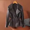 Chaqueta de cuero Haining para mujer estilo coreano, nuevo modelo otoño 2026, corte ajustado, casual, top de cuero talla grande, abrigo corto, venta al por mayor talla grande