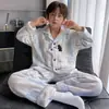 Pijama para niños, ropa de estar cálida de forro polar coral para otoño e invierno, conjunto de franela de corte holgado para niños y niños mayores