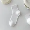 Meias Estilo Miu para Mulheres, Meias de Cano Médio, Meias Longas Respiráveis de Malha de Espiga de Trigo Ultrafinas Sem Costura para Primavera e Verão, Meias Largas de Verão para Mulheres