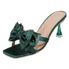 Sandalias sexys para mujer, de punta cuadrada, tacón fino, con lazo, estilo europeo y americano para el verano 2026, zapatos de punta abierta, de tacón alto para mujeres petite