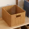 Cesta de almacenamiento de armario nórdico, caja de almacenamiento tejida, cesta organizadora simple para sala de estar, tejido de imitación de ratán