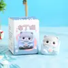 Mini enfeites de gatinho da sorte de desenho animado para mesa de casa, artesanato fofo de resina feito à mão, decoração para estação de computador