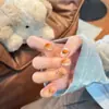 Set de 10 Uñas Azules Ojo de Gato Brillantes Hechas a Mano para una Hija Adinerada, Modernas y Populares, Realza el Cutis y la Elegancia, Uñas Portátiles al por Mayor