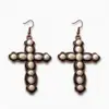 Pendientes de aro cruzados de nuevo estilo transfronterizos europeos y americanos de aleación, moda retro versátiles, pendientes de turquesa, accesorios para mujer