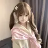 Peluca Viaje Estelar para Celebridades Femeninas de Internet, Peluca Lolita Natural, Cabello Rizado Dulce, Lindas Coletas Dobles con Flequillo, 75cm