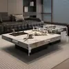 Mesa de café minimalista de piedra estilo italiano, Muebles modernos de lujo ligero para sala de estar, Sofá Lawrence de combinación cuadrada para apartamentos pequeños de alta gama
