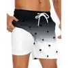 Shorts de Praia Masculino de Verão Europeu e Americano Transfronteiriço Novo, Camada Dupla, com Interface Colorida Impressa em 3D, Shorts Casuais
