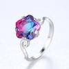 PAG & MAG Anillo Colorido de Plata Joyería de Plata 925 Turmalina Imitación Piedra Arcoíris Flores Joyería de Nicho Europea y Americana
