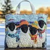2026 Nueva Serie Transfronteriza de Cordero Estampado Digital Bolso Tote Acolchado de Hombro de Moda