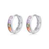 MODIAN MODIAN aretes de plata de ley s925 estilo retro de lujo ligero, combinación de colores arcoíris, aretes para mujer, elegante broche de oreja, aro de oreja