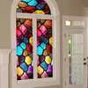Múltiples Pegatinas Electrostáticas Creativas Irregulares de Cuadrados de Colores para Ventanas de Dormitorio, Sala de Estar, Decoración de Fondo para el Hogar, Pegatinas para Ventanas de Vidrio