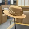 Chapéu Feminino Plano com Laço Estilo Francês, Chapéu de Feltro de Lã Retrô Britânico de Inverno, Chapéu Jazz de Lã Versátil e Fashion