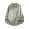Suéter Hanlu estilo japonês retrô com gola alta e meio zíper para homens, versão outono e inverno, estilo "old money", textura simples, tricô quente