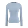 Camiseta Básica Picante Feminina Justa Gola Redonda Ombro Normal Manga Longa Estilo Outono Roupa de Baixo Elástica Camada Base Pura Desejo