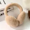 Orejeras de Color Sólido de Pelo Corto de Invierno para Estudiantes, Protectores de Oreja de Felpa Antihielo y Cálidos, Calentadores de Orejas Plegables a Prueba de Frío para Niños
