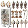 Set de 15 piezas de paleta de caramelo de 6 cm traje navideño bola de Navidad piña colgante de árbol de Navidad regalo de Navidad