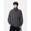 Suéter de gola alta irregular estilo americano para homens, outono e inverno, estilo old money, malha casual para usar por baixo, top com design moderno