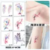 Pegatinas de Tatuaje Estilo Estética Oceánica Colorida, Ballenas, Medusas, Peces, Diseños Lindos para Brazos y Piernas, Actividades de Mujeres, Maquillaje de Fiesta