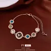 Pulsera Redonda Multicolor Incrustada con Diamantes Estilo Corte Francés, Lujo Ligero, Gama Alta, Exquisita, Moderna, Versátil, Joyería de Nicho