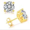 Brincos de Moissanita com Zircônia Redonda e Quadrada, Seis Garras, Sucesso Online da Moda, Brincos de Tarraxa de Diamante Moissanita Simulada para Mulheres, Acessórios de Orelha em Formato de Coração