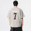 Camiseta de Verano Nueva para Hombre T2607 Tallas Grandes, Tie-Dye Lavado y Teñido, Cuello Redondo, Estilo Holgado de Moda, Marca Raglán Estampada de Manga Corta para Hombre.