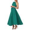Moyashang Amazon Verano Más Vendido Moda Europea y Americana para Mujer Vestido sin Mangas Cuello Diagonal Color Sólido Cintura Ajustada con Falda Acampanada