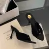 Nuevos Tacones Altos de Punta Estilo Verano 2025, Tacones de Aguja, Sandalias Marrones, Medias Zapatillas, Sandalias para Mujer, Puntera Abierta Sexy y Versátil
