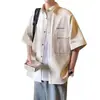 Camisa de Manga Corta de Seda Helada para Hombre, Estilo Nuevo Verano 2026, Fresca y Ligera, Chaqueta Camisa Verde Militar