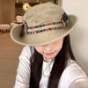 Sombrero de Pescador de Mezclilla Occidental Bordado Lavado Estilo Japonés para Mujer Verano Exterior Montañismo Ala Grande Cara Pequeña Sombrero de Sombra