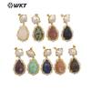 WT-E698 Pendientes de lujo para dama con incrustaciones de circonita y perla de piedras preciosas de colores, estilo moderno para el día a día.
