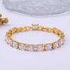Pulsera sencilla rectangular de circón para niñas, minoría, chapada en cobre, platino, oro de 24k, con incrustaciones de gema, venta al por mayor