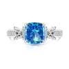 Venta Caliente Douyin Flor de Hielo de Gema Colorida Anillo de Azúcar Cuadrado Cortado Anillo de Dedo Chapado en Oro Real Diamante de Alto Carbono Súper Brillante para Mujer Transmisión en Vivo Dropshipping