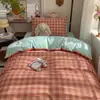 Juego de Ropa de Cama de Algodón 100% de Grado A para Maternidad e Infancia de Cuatro Piezas, Juego de Sábana y Funda de Edredón de Algodón Puro Fresco Estilo Ins, Juego de Tres Piezas para Dormitorio de Estudiantes