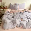 Estilo Ins de celebridad, juego de cama de cuatro piezas de color liso de terciopelo de leche, juego de tres piezas de terciopelo coral engrosado cálido para dormitorio de estudiante de invierno