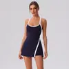 Falda de Tenis de una Pieza para Fitness Anti-Exposición Capa Base de Yoga Vestido Deportivo para Correr al Aire Libre Pantalones Ajustados para Mujer